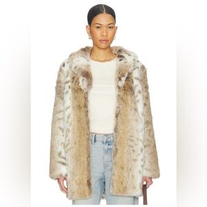 MAJORELLE Tatiana Faux Fur Coat in Arctic Fox